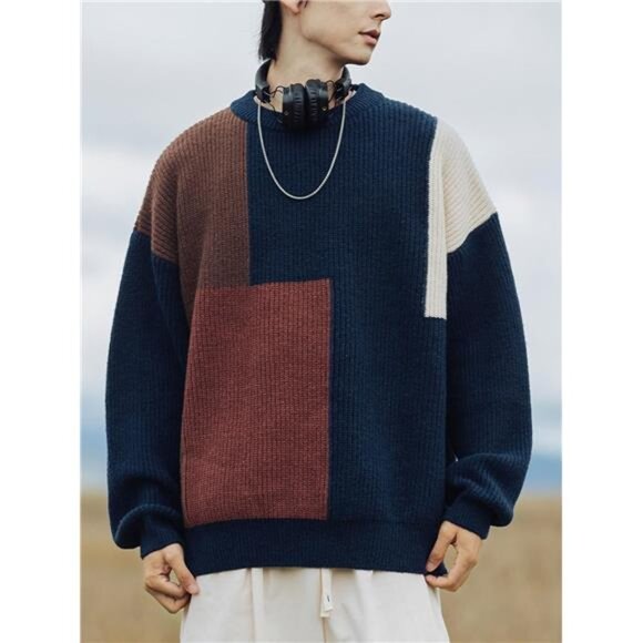 Unisex Oversized Sweater Long Sleeve Cable Knit Sweater - Picture 5 of 6